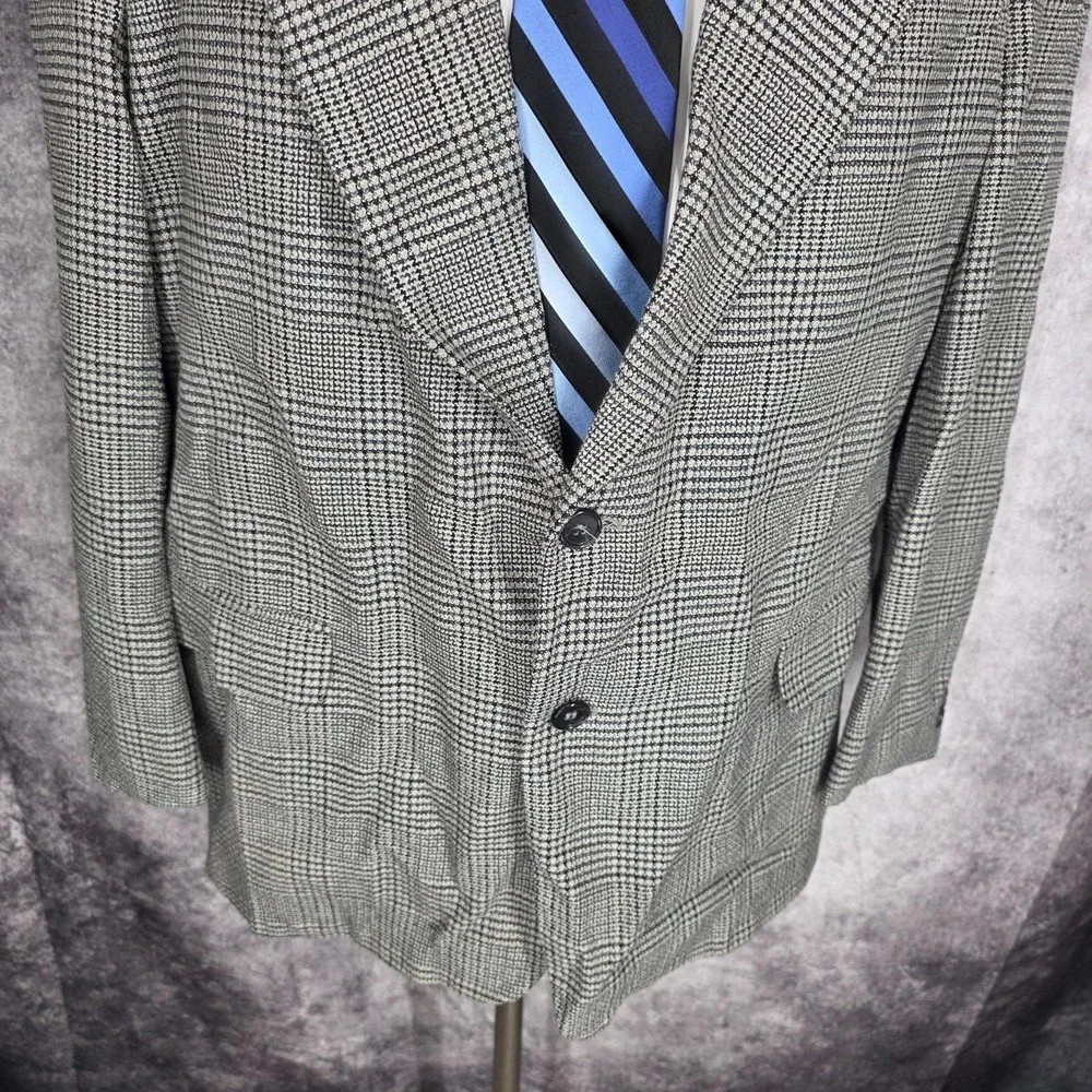 Gianfranco Ruffini  Blazer Mens 46R Gray Glenplaid Sports Coat Jacket‎ Silk 2B